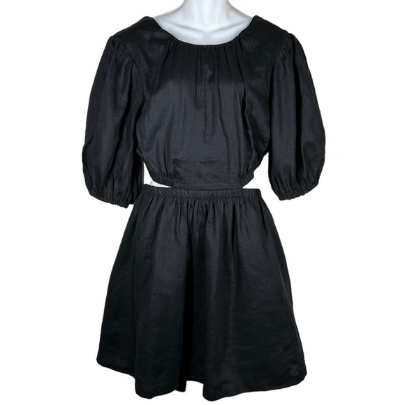 All Saints Colette Linen Mini Dress in Black 10 - Picture 4 of 10